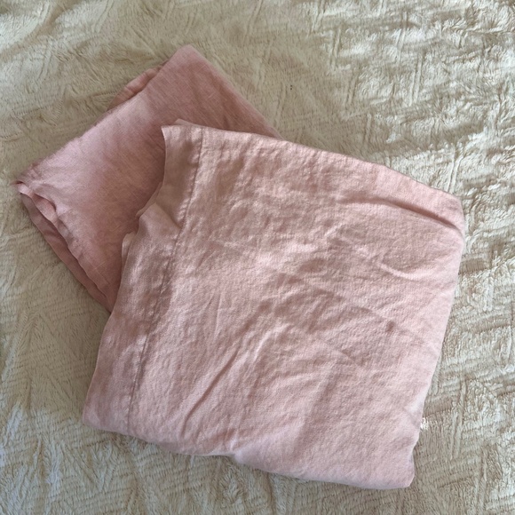 Pottery Barn Kids Blush Pink European Linen Crib Skirt - Picture 3 of 11